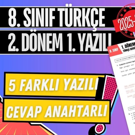 8. Sınıf Türkçe 2. Dönem 1. Yazılı Örnekleri PDF