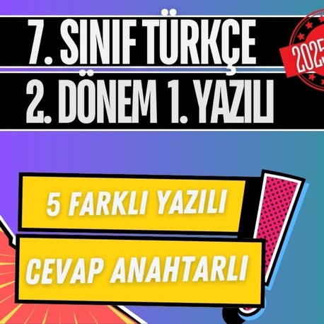7. Sınıf Türkçe 2. Dönem 1. Yazılı Örnekleri 