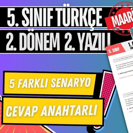 5. Sınıf Türkçe 2. Dönem 2. Yazılı Örnekleri PDF