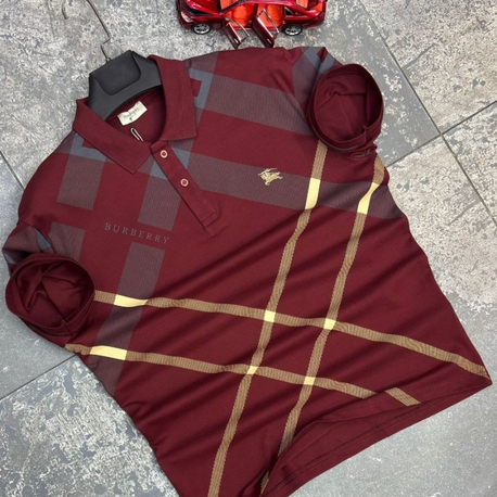 Burberry Polo Yaka Desenli T-Shirt Premium 