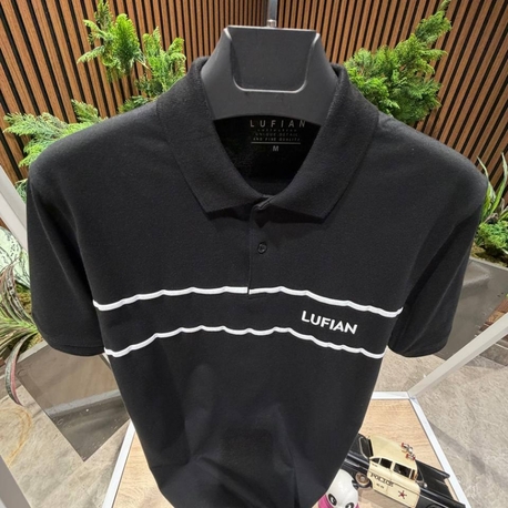 Lufian Siyah Çizgili Polo Yaka Tişört