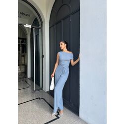 Kayık Yaka Bluz Pantolon Takım 