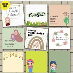 Yazdırılabilir İslami Kartlar (Pano Aksesuarı) 10*10 cm (10 Adet)