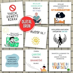 Yazdırılabilir Motivasyon Kartları (Pano Aksesuarı) 10*10 cm (9 Adet)