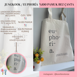 ''JUNGKOOK / EUPHORİA''  %1OO PAMUK ÖZEL TASARIM BASKILI  BEZ ÇANTA