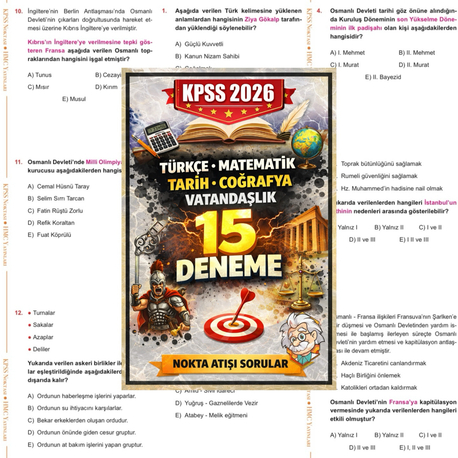 KPSS 2026 Genel Yetenek – Genel Kültür 75 Deneme (15’li Setler Halinde)