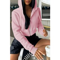 Pembe Hoodie Crop Ceket