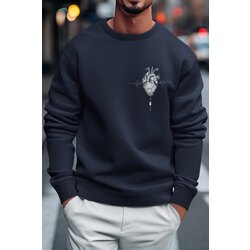 Düz kalp baskılı sweatshirt