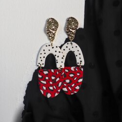 Red Blaze Kırmızı Leopar & Puantiye Küpe