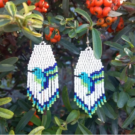 Kuş desenli tasarım küpe 