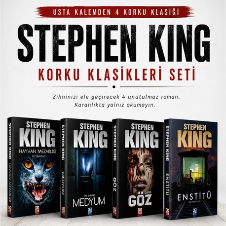 Stephen King 4 Kitap Set / Stephen King / Hayvan Mezarlığı - Medyum - Göz - Enstitü