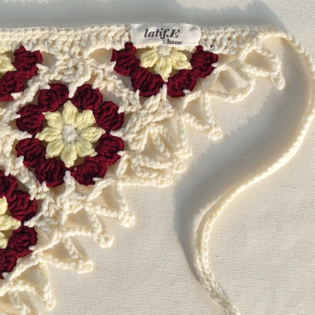 Bordo Çiçekli Bandana