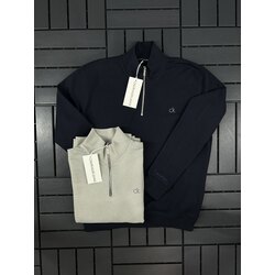 Calvin Klein Dik Yaka Fermuarlı Göğüs ve Kol Ucu Nakış İşleme %100Pamuk Sweatshirt.