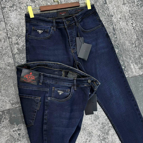 Prada Washed Denim Luxury Jean | Metal Triangle Logo & Arka Bel Signature Patch