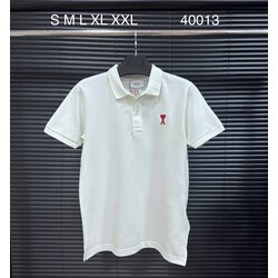 Ami %100 Pamuk Orj. Kumaş Göğüs Nakış Logo Polo Yaka Pike Dokuma T-shirt.