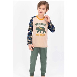 Rolypoly Wild Bear Kamuflaj Koyu Bej Erkek Çocuk Pijama Takımı