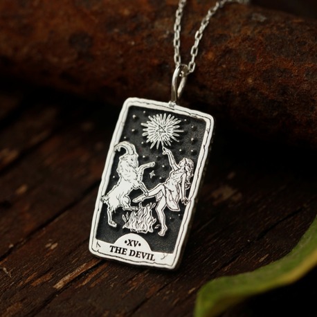 925K Gümüş The Devil Tarot Kolye