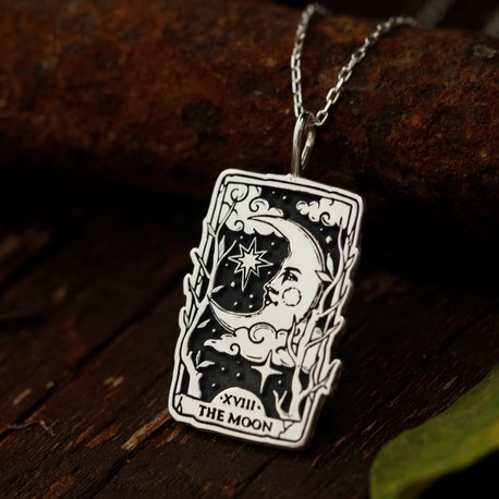 925K Gümüş The Moon Tarot Kolye