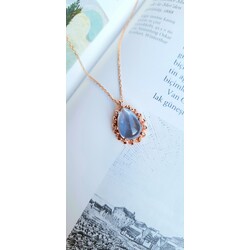 Spiral Blue Pear Kolye