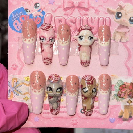 LPS Miniş Tasarımlı 3D Press-On Tırnak Seti ♡