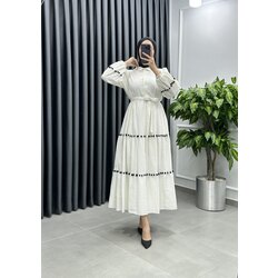 ponpon detaylı oversize elbise