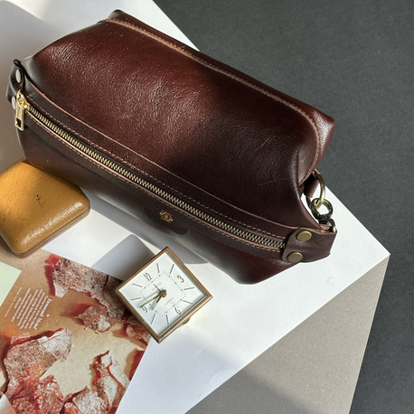 Longian El Yapımı Deri Clutch - Koyu Kahve