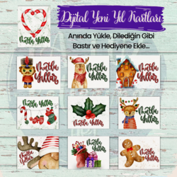 Dijital Yeni Yıl Kartları - 10 Adet