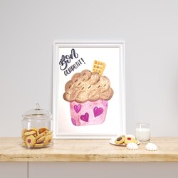 Orijinal Suluboya Bon Appetit Cupcake