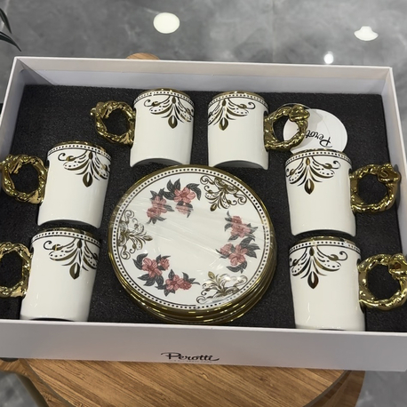 Perotti 6 Kişilik Kahve Takımı Gold Detaylı 80 CC