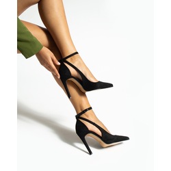 La Limar 10,5 cm siyah süet stiletto topuklu ayakkabı