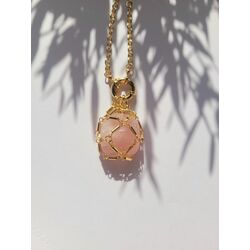 Pembe Kuvars Kafes Kolye