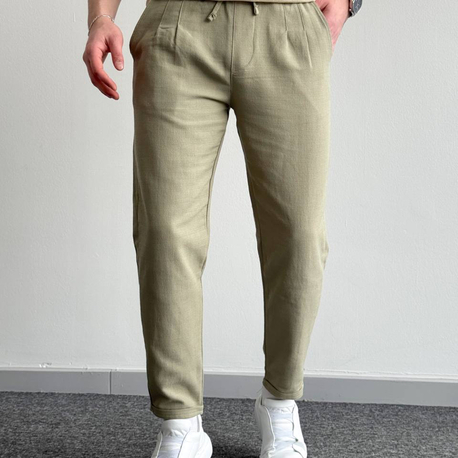 Yeşil keten pantolon