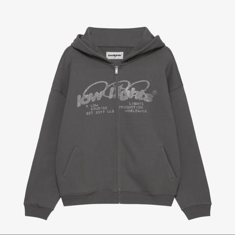 LOW LIGHTS Ring Logo Zip Hoodie