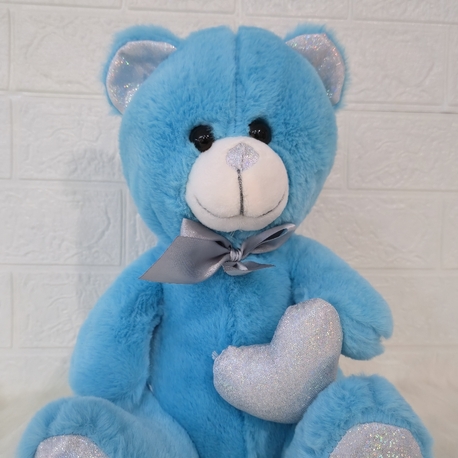 30-35 cm Mavi Parlak Kalpli Ayıcık 