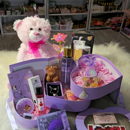 Peluş Ayıcık & Parfüm & Takı Premium Hediye Kutusu Seti