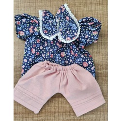 Mavi Çiçekler Bluz & Pantolon Takımı