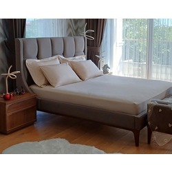%100 Pamuk Saten Standart Çift Kişilik Çarşaf - Bej