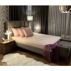 %100 Pamuk Saten Standart Çift Kişilik Çarşaf - Pembe