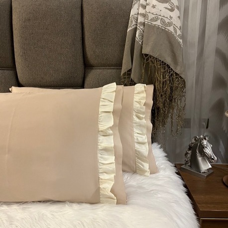 Silkarea CUTIE %100 Pamuk Saten İkili Yastık Kılıfı Seti -Standart Model Renk: Cappuccino