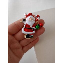 Lente Aksesuar Noel Baba Yeni Yıl Broşu-Zilli Noel Baba Yaka İğnesi-Yılbaşı Hediyesi