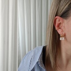 Lente Aksesuar Xuping Zirkon Baget Taşlı 3'lü Görünümlü Kadın Küpe