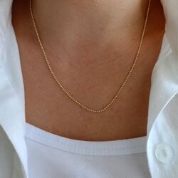Lente Aksesuar Gold İnce Top Zincir Kolye - 14K Altın Kaplama Minimal Seri Kadın Kolye