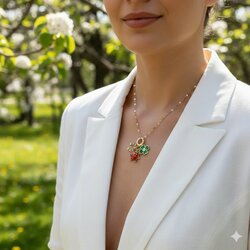 Lente Aksesuar Yonca, Uğurböceği, Nal Figürlü Çelik 14K Altın Rengi Charm Şans Kadın Kolye