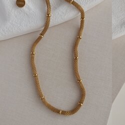 Lente Aksesuar Kadın Gold Çelik Hasır Boğumlu Zincir Kolye