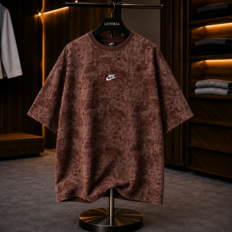 NK Bisiklet Yaka Oversize Yıkamalı Tshirt Kahve