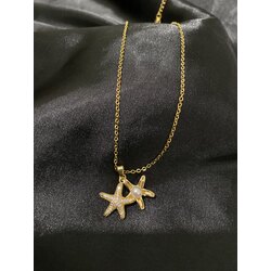 Çelik gold incili istiridye kolye