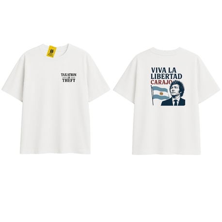 'JAVIER MILEI' | Oversize Beyaz Tişört