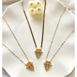 Çelik gold renk serenay (Leyla) kolye 