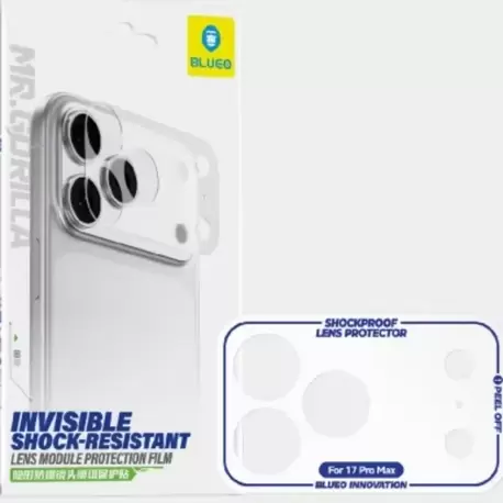 BLUEO iPhone 17 Pro Uyumlu İnvisible Shock-Resistant Lens Modülü Koruma Filmi