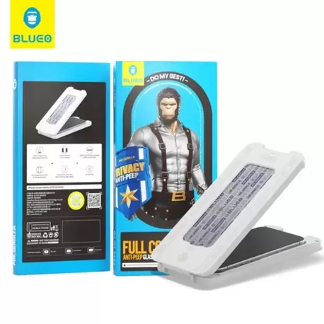Blueo Anti-Peep Privacy iPhone 16 Uyumlu Göz Yormayan Uygulama Aparatlı Hayalet Cam Ekran Koruyucu